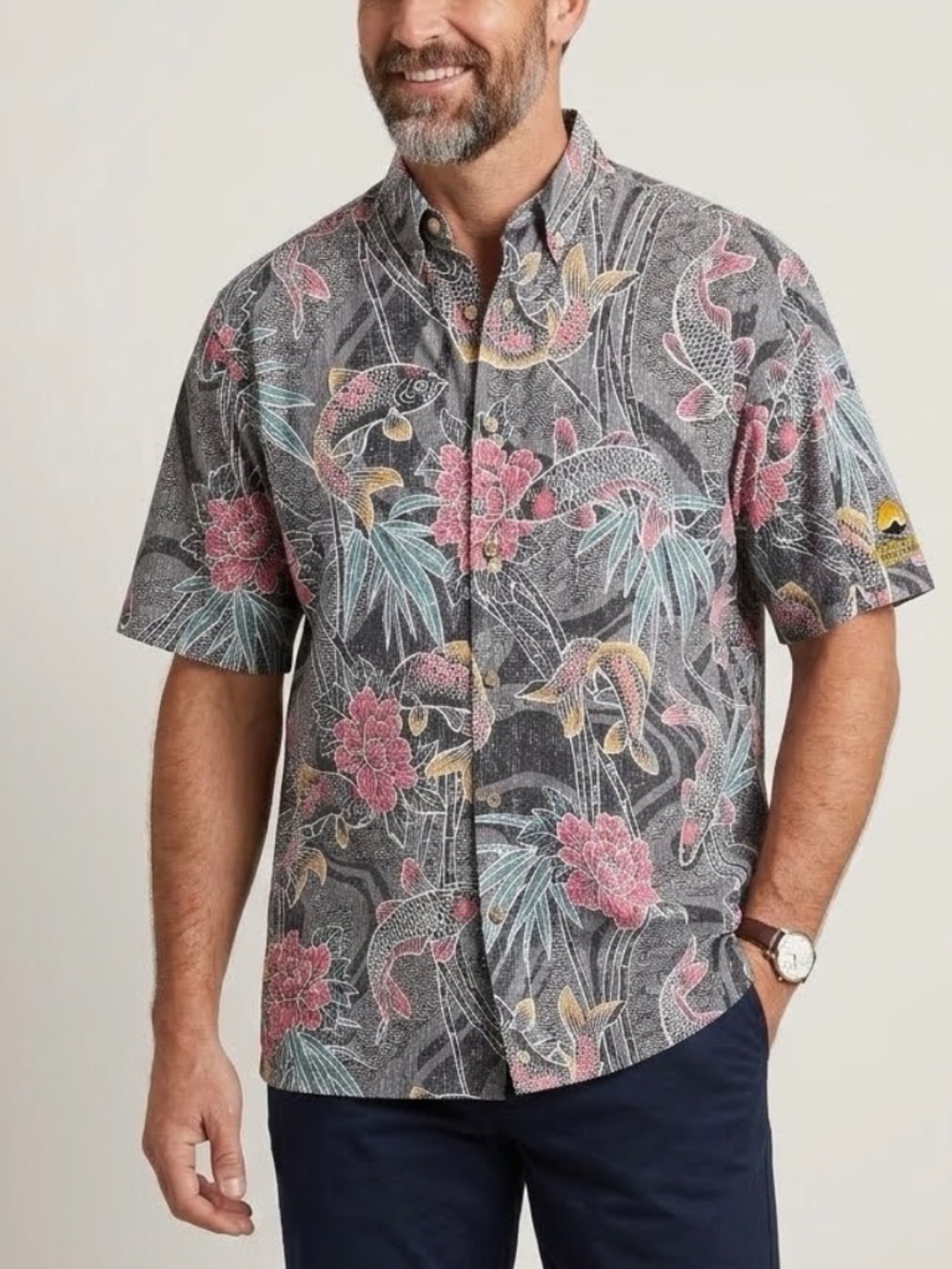 Reyn Spooner Hawaiian Shirt Don't Be Koi Sz Large
